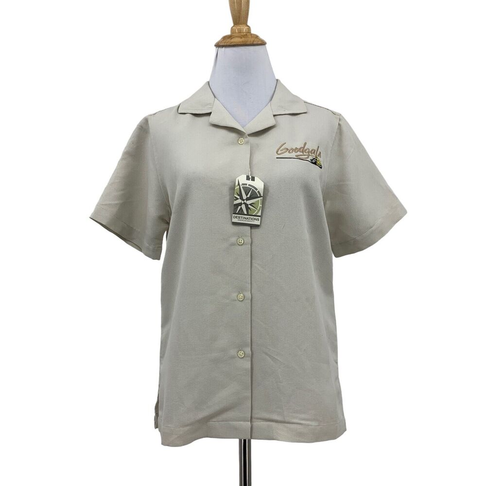 Good Gals Destinations American Identity Shirt Womens S Small Eggshell Button Up